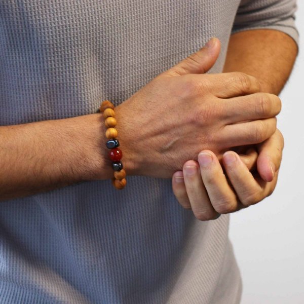 (image for) Cedarwood Root Chakra Bangle with Red Jasper