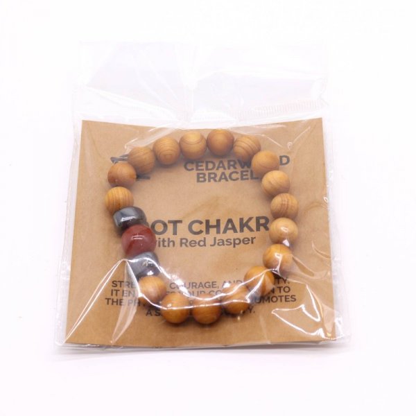 (image for) Cedarwood Root Chakra Bangle with Red Jasper