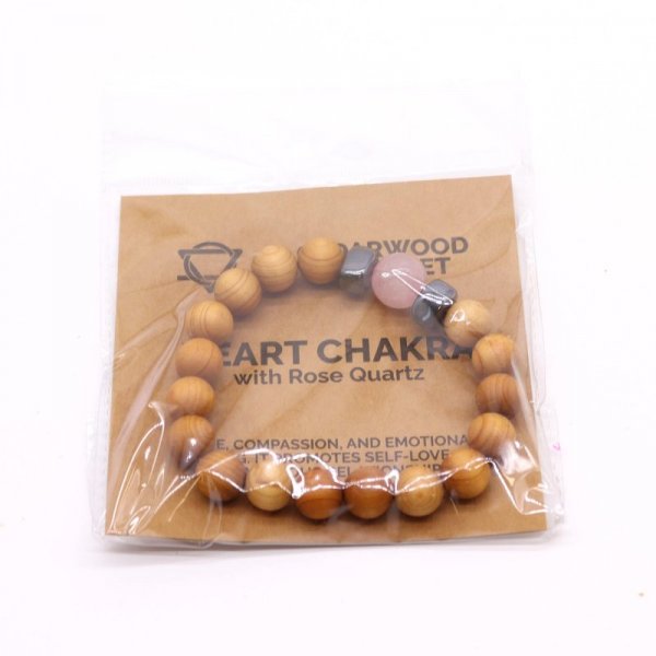 (image for) Cedarwood Heart Chakra Bangle with Rose Quartz