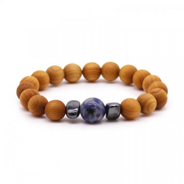 (image for) Cedarwood Throat Chakra Bangle with Sodalite