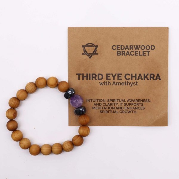 (image for) Cedarwood Third Eye Chakra Bangle with Amethyst