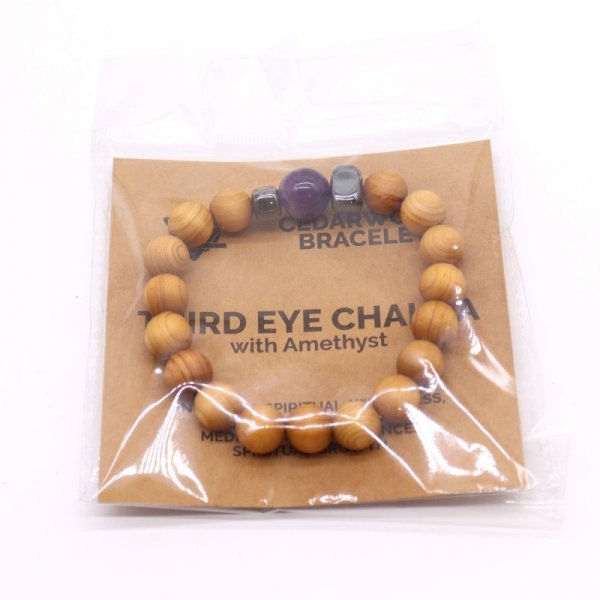 (image for) Cedarwood Third Eye Chakra Bangle with Amethyst
