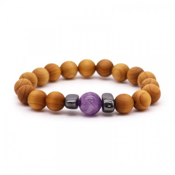 (image for) Cedarwood Third Eye Chakra Bangle with Amethyst