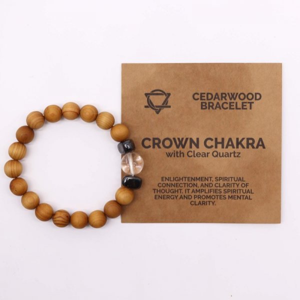 (image for) Cedarwood Crown Chakra Bangle with Clear Quartz