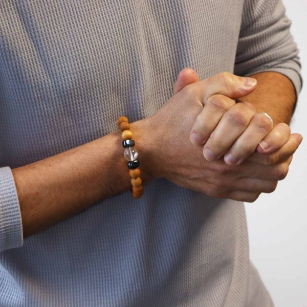 (image for) Cedarwood Crown Chakra Bangle with Clear Quartz