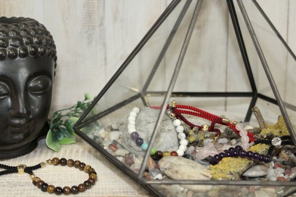 (image for) 925 Silver Plated Gemstone Charcoal String Bracelet - Dalmatian Jasper