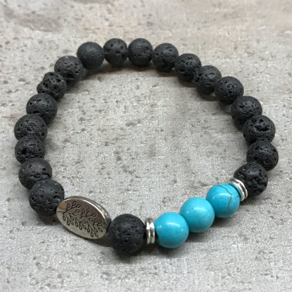 (image for) Lava Stone Bracelet - Leaf Turquoise