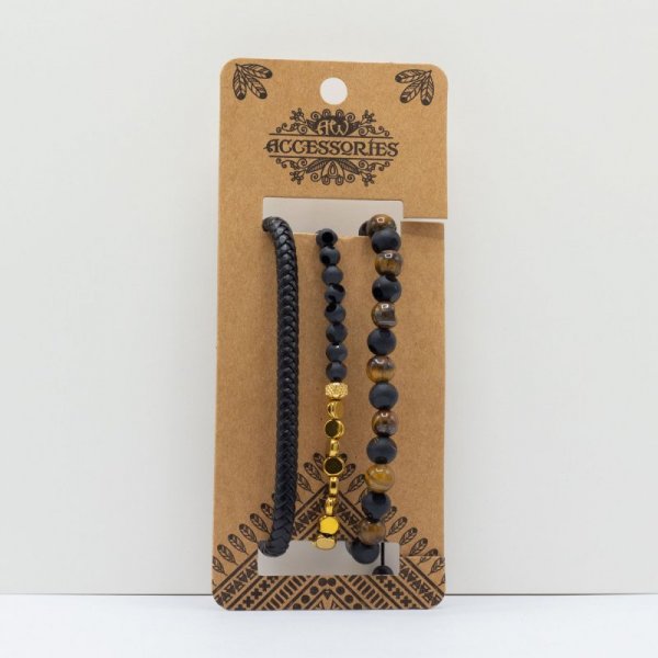 (image for) Mens Premium Bracelet Sets - Black & Tans (asst)