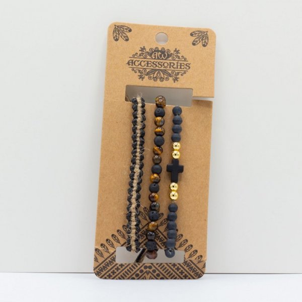 (image for) Mens Premium Bracelet Sets - Black & Tans (asst)