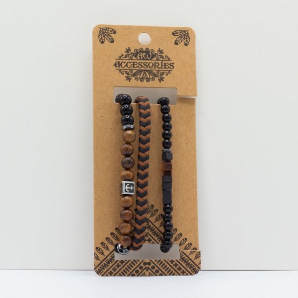 (image for) Mens Premium Bracelet Sets - Black & Tans (asst)