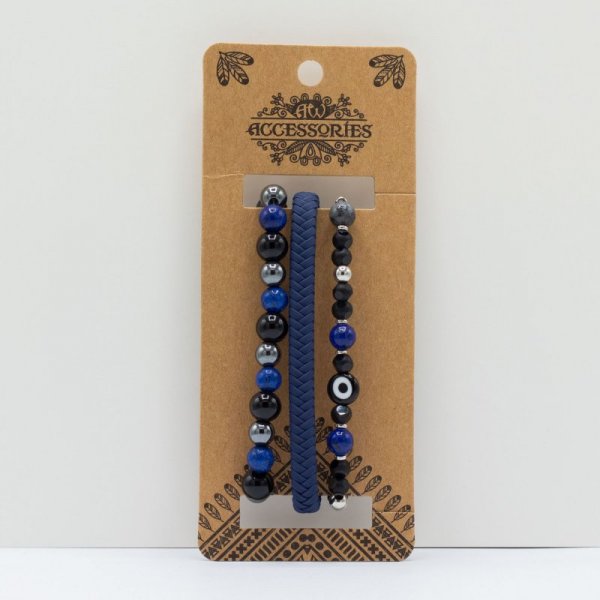 (image for) Mens Premium Bracelet Sets - Med Set Blues (asst)