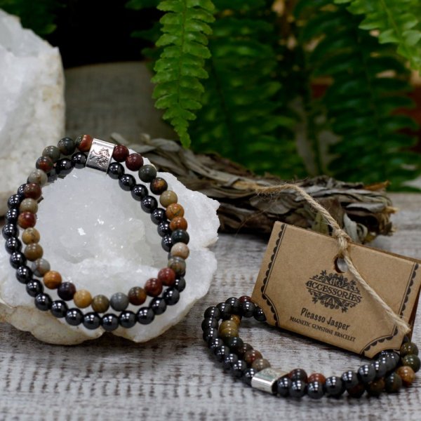 (image for) Magnetic Gemstone Bracelet - Picasso Jasper