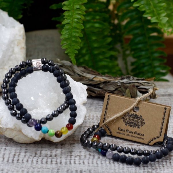 (image for) Magnetic Gemstone Bracelet - Black Stone Chakra