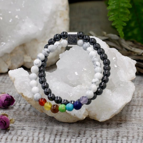 (image for) Magnetic Gemstone Bracelet - White Howlite Chakra