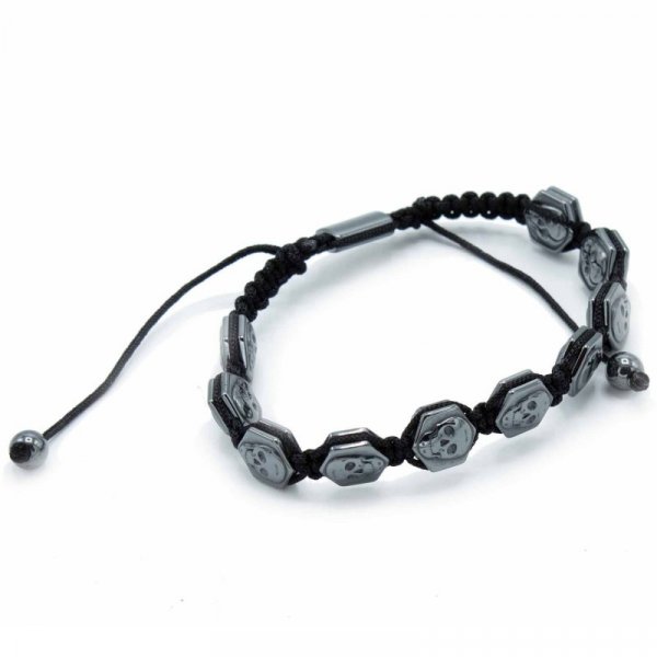 (image for) Magnetic Hematite Shamballa Bracelet - Hexagon Skulls