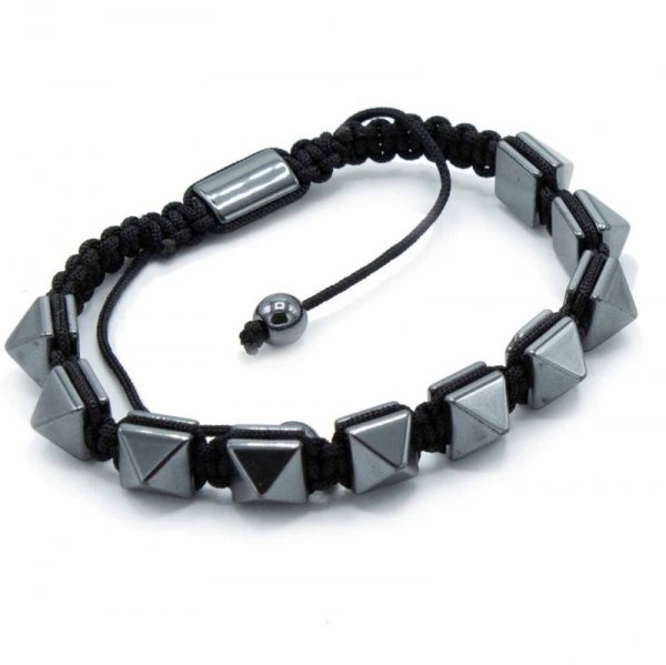 (image for) Magnetic Hematite Shamballa Bracelet - Spiky Pyramids