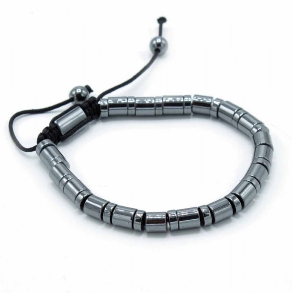 (image for) Magnetic Hematite Shamballa Bracelet - Cylinders & Circles