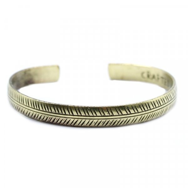 (image for) Brass Tibetan Bracelet - Slim Tribal Leaf
