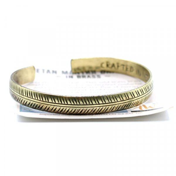 (image for) Brass Tibetan Bracelet - Slim Tribal Leaf
