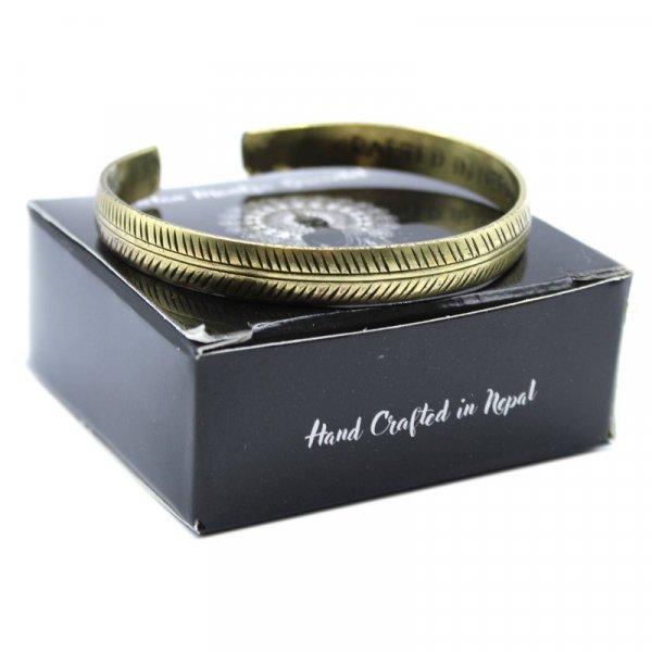 (image for) Brass Tibetan Bracelet - Slim Tribal Leaf
