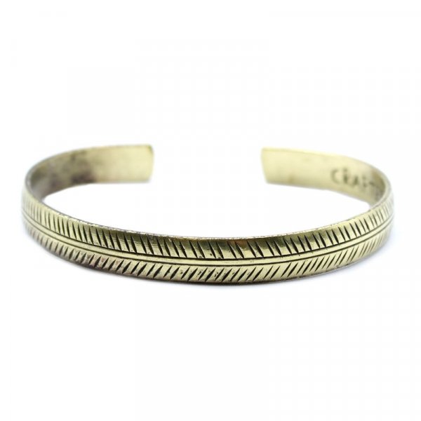 (image for) Brass Tibetan Bracelet - Slim Tribal Leaf