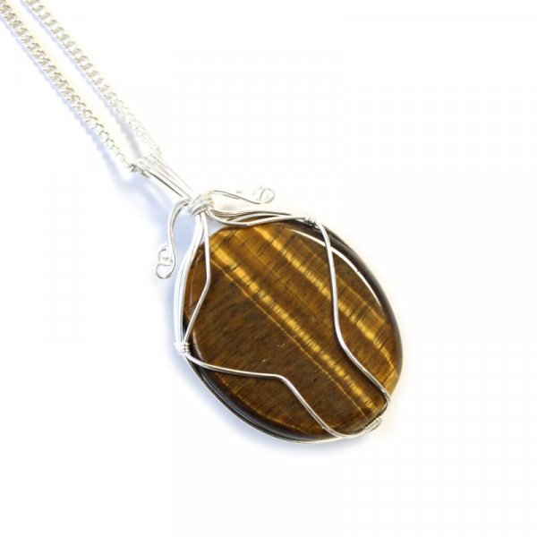 (image for) Swirl Wrapped Gemstone Necklace - Tiger Eye