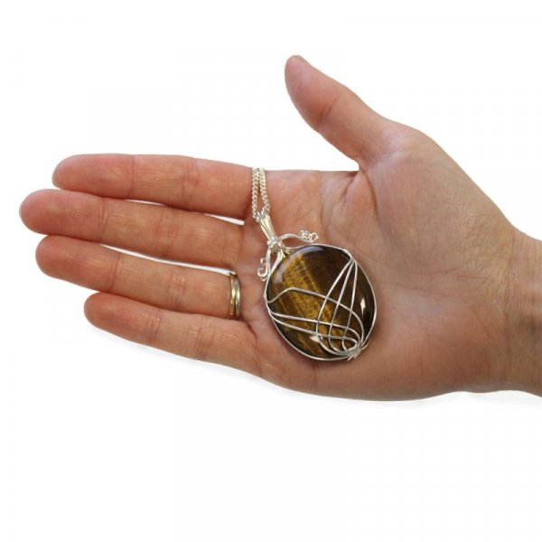 (image for) Swirl Wrapped Gemstone Necklace - Tiger Eye