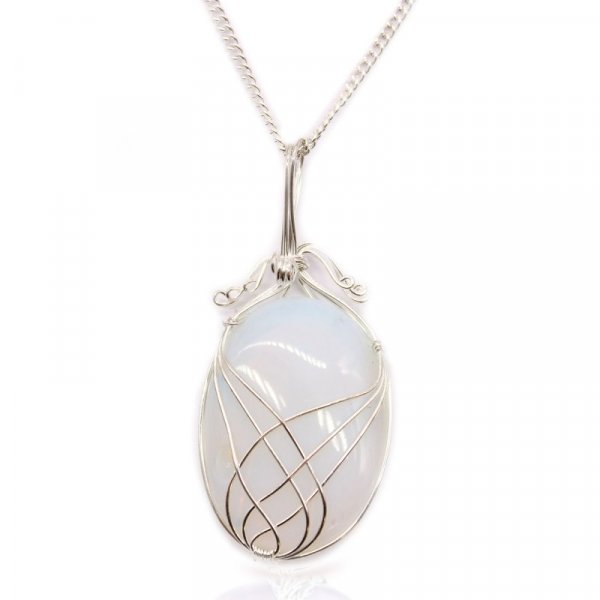 (image for) Swirl Wrapped Gemstone Necklace - Opalite