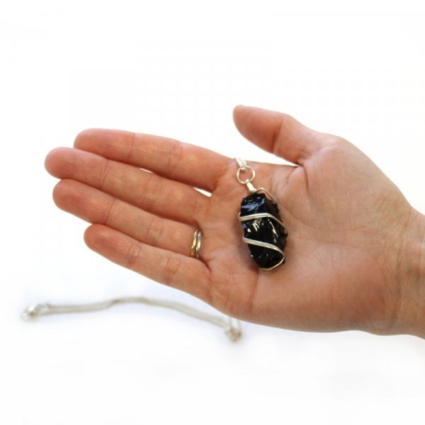 (image for) Cascade Wrapped Gemstone Necklace - Rough Black Onyx