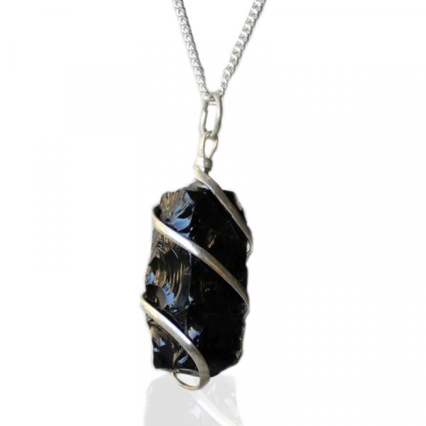 (image for) Cascade Wrapped Gemstone Necklace - Rough Black Onyx