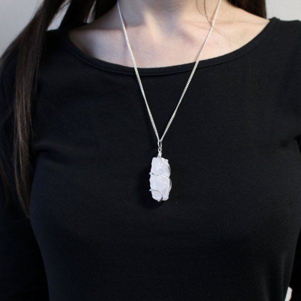 (image for) Cascade Wrapped Gemstone Necklace - Rough Opalite