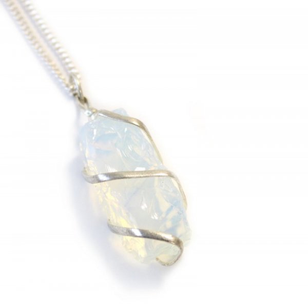 (image for) Cascade Wrapped Gemstone Necklace - Rough Opalite