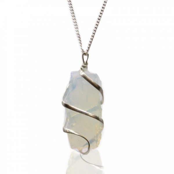 (image for) Cascade Wrapped Gemstone Necklace - Rough Opalite