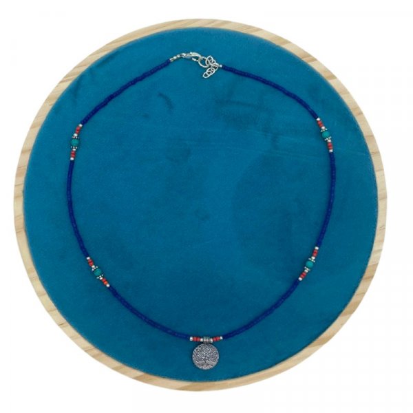 (image for) Nepalese Extra Fine Gem Necklace - Blue Onyx & Tree of Life