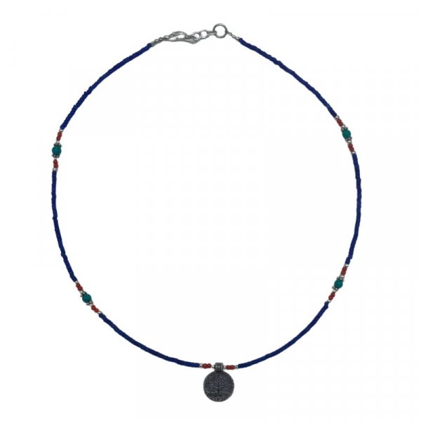 (image for) Nepalese Extra Fine Gem Necklace - Blue Onyx & Tree of Life