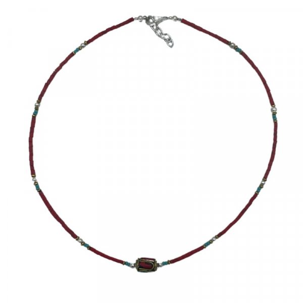(image for) Nepalese Extra Fine Gem Necklace - Coral Tribal Bead