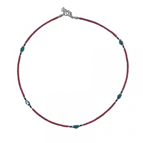 (image for) Nepalese Extra Fine Gem Necklace - Pink Coral & Turquoise Beads