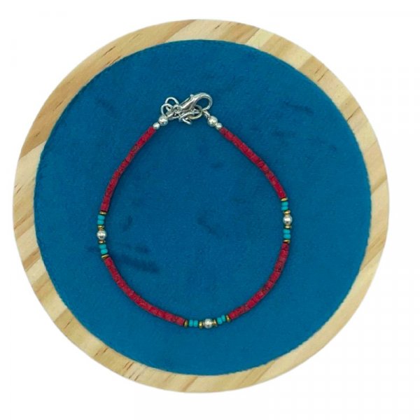 (image for) Nepalese Extra Fine Gem Bracelet - Coral Tribal Bead