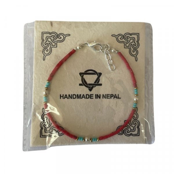 (image for) Nepalese Extra Fine Gem Bracelet - Coral Tribal Bead