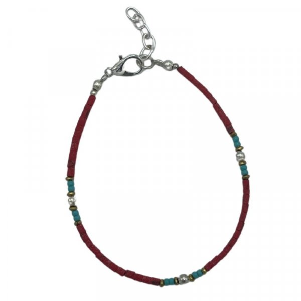 (image for) Nepalese Extra Fine Gem Bracelet - Coral Tribal Bead