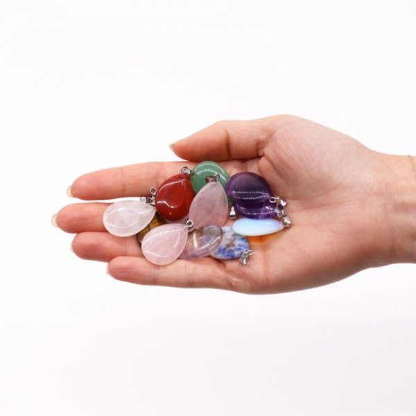 (image for) Gemstone Teardrops Pendants (12 assorted) 25x18mm