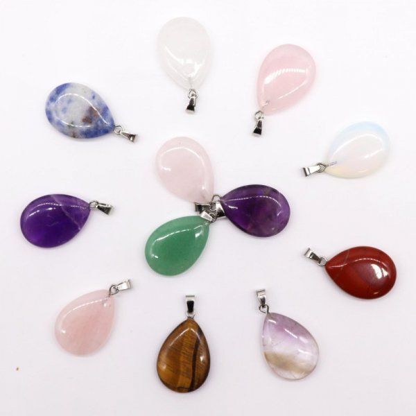 (image for) Gemstone Teardrops Pendants (12 assorted) 25x18mm