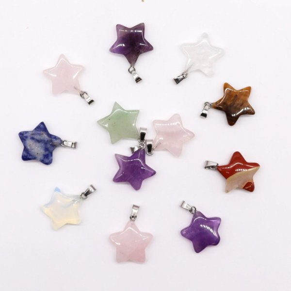 (image for) Gemstone Stars Pendants (12 assorted) 20x6mm