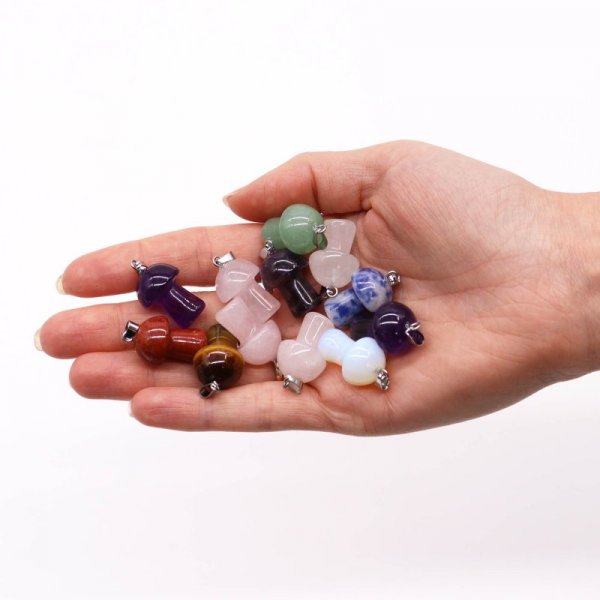 (image for) Gemstone Mushrooms Pendants (12 assorted) 20x15mm