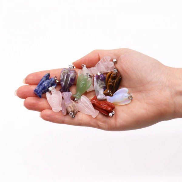 (image for) Gemstone Mini Angels Pendants (12 assorted) 26x18mm