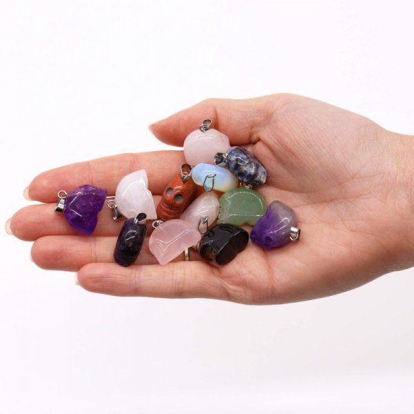 (image for) Gemstone Mini Skulls Pendants (12 assorted) 20x15mm