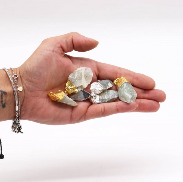 (image for) Gemstone Indian Jade Gold & Silver Plated Pendants (6 assorted)