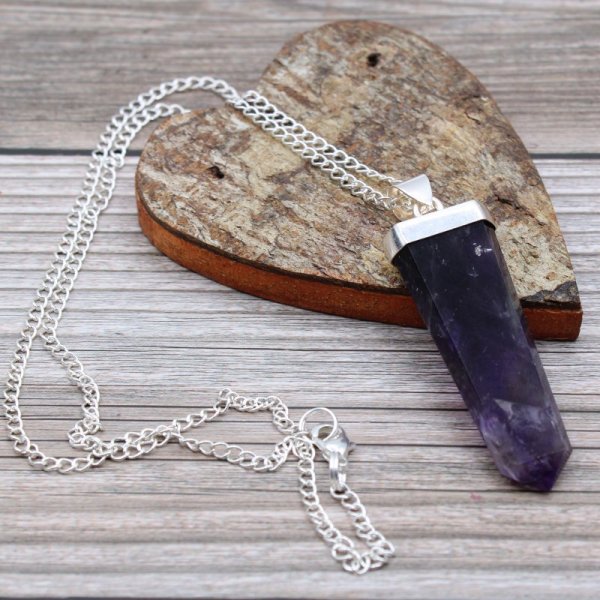 (image for) Gemstone Flat Pencil Pendant - Amethyst