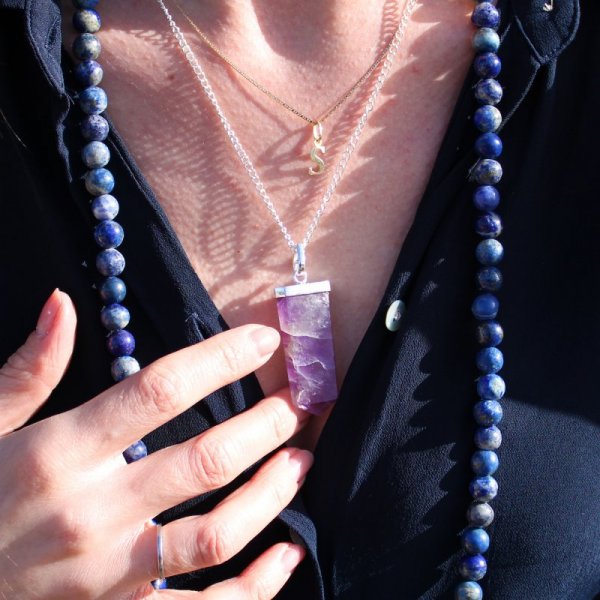 (image for) Gemstone Flat Pencil Pendant - Amethyst