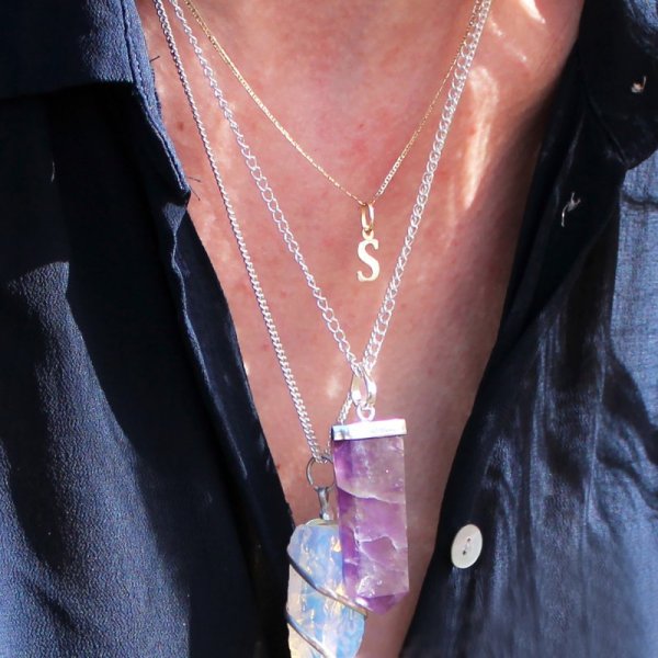 (image for) Gemstone Flat Pencil Pendant - Amethyst